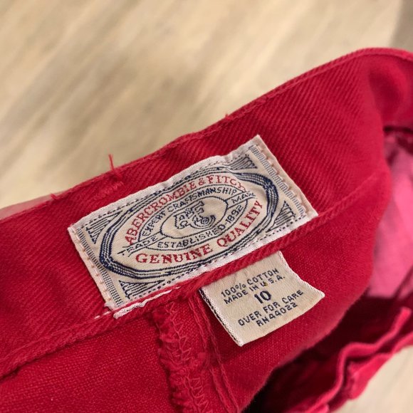 Vintage Abercrombie & Fitch Red Jeans, Size 10, modern size 27 or 28 - Picture 2 of 3